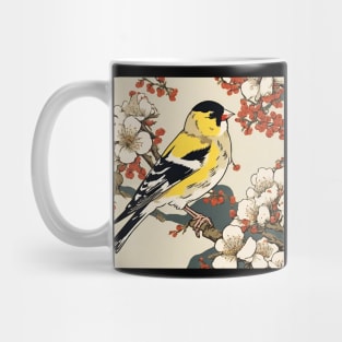 Vintage Goldfinch in Yellow Japanese Blossoms Bird Watching Dad Mug